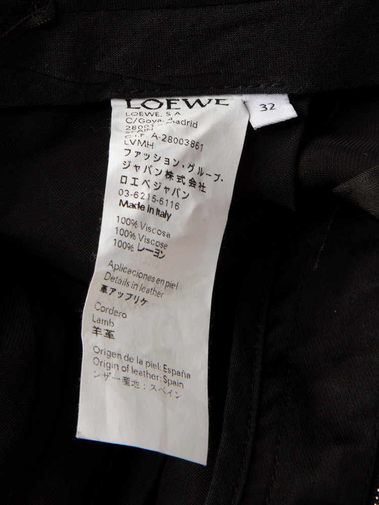 Loewe Black & Brown Leather Trim Trousers