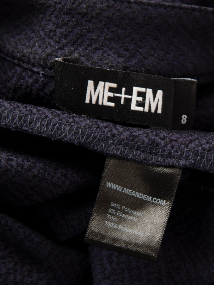 ME+EM Navy Ruffle Trimmed Midi Dress