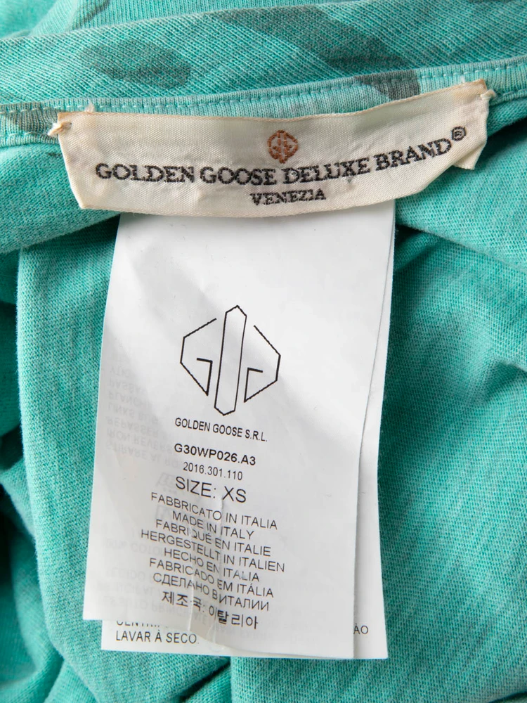 Golden Goose Green Leopard Print T-Shirt