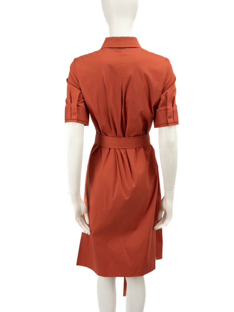 Lafayette 148 Brown Midi Shirt Belted Dress