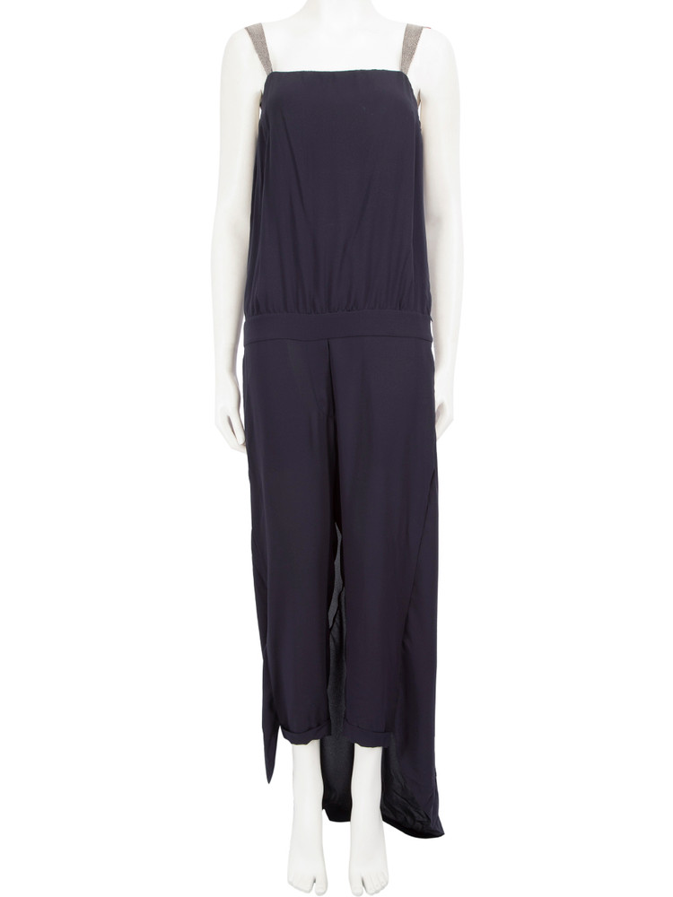 Brunello Cucinelli Navy Silk Jumpsuit