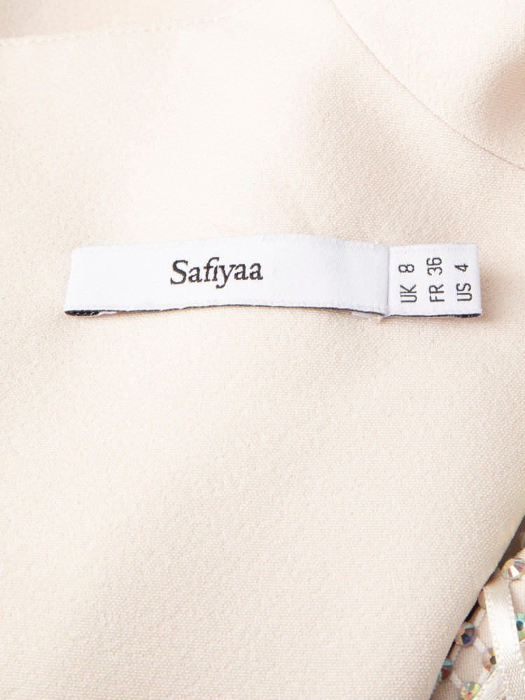 Safiyaa Ecru Crystal Embellished Gown