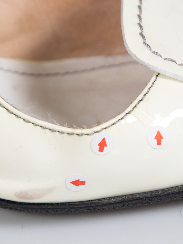 Tod's Ecru Patent T Buckle Detail Slingback Pumps