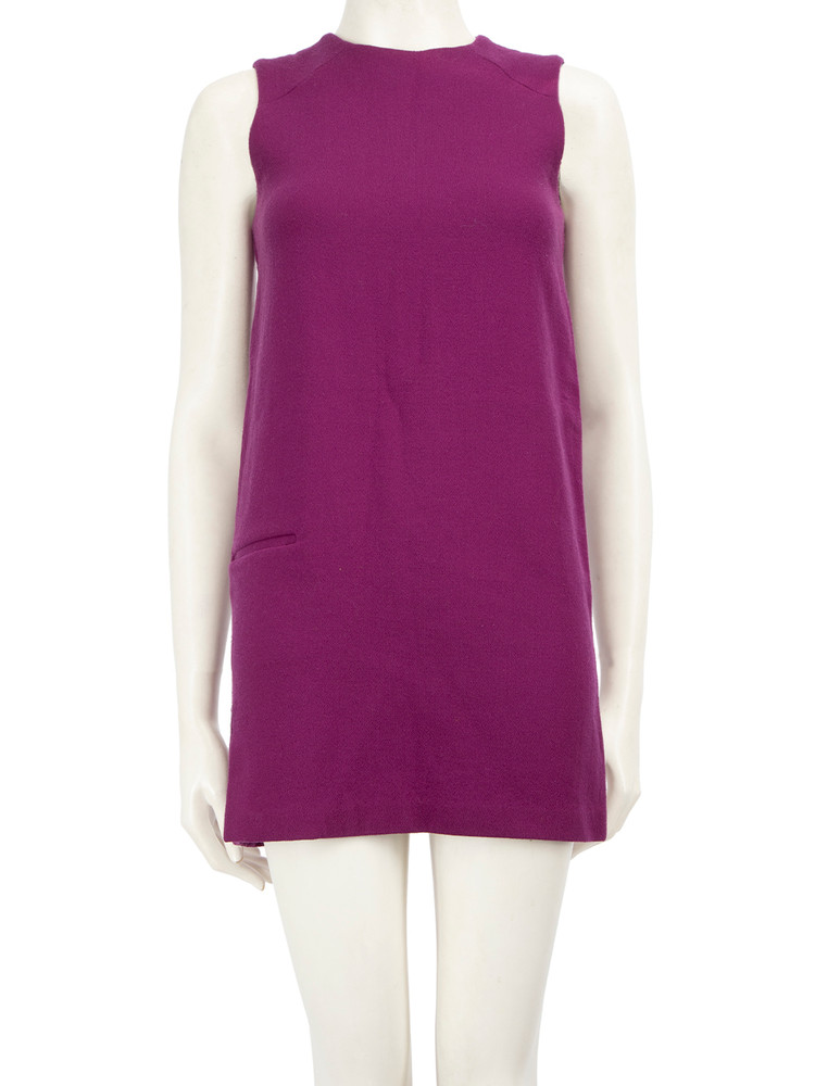 Acne Studios Purple Wool Crew Neck Mini Dress