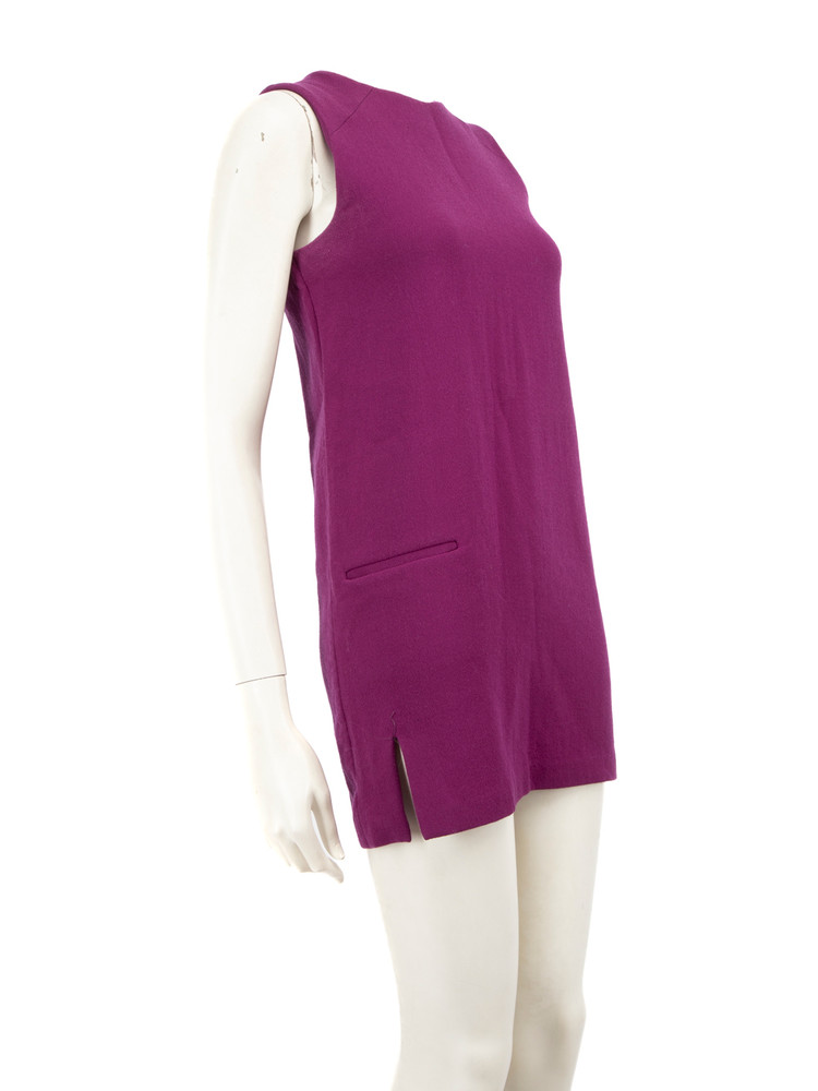 Acne Studios Purple Wool Crew Neck Mini Dress