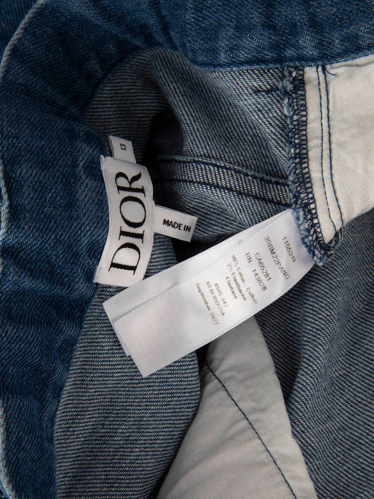 Dior Blue Denim Straight Leg Logo Panel Jeans