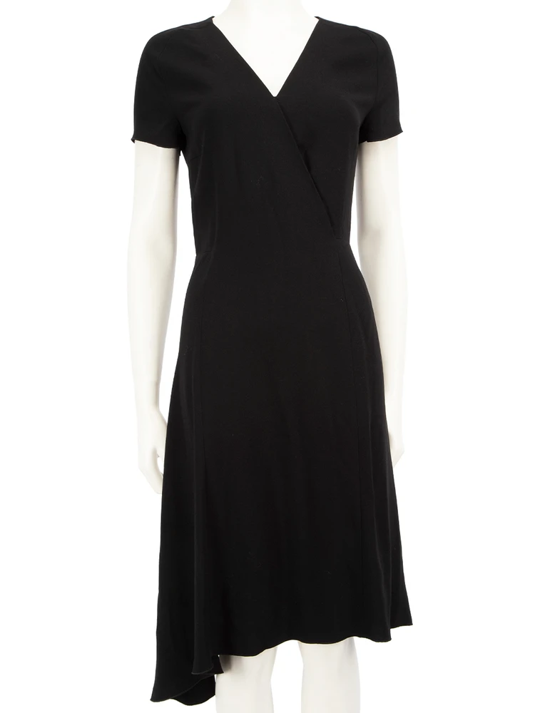 Joseph Black V-Neck Asymmetric Hem Dress