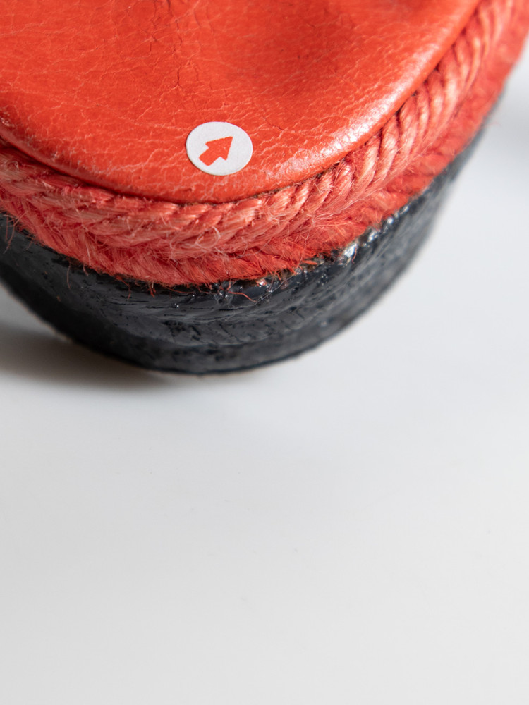 Balenciaga Orange Leather Wedge Sandals