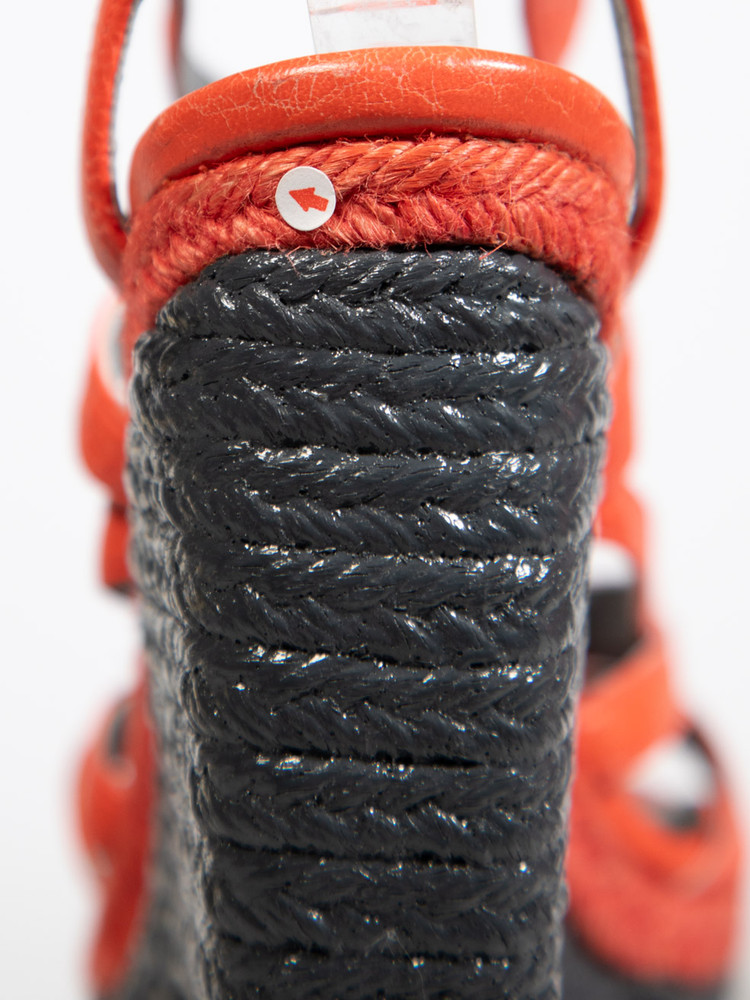 Balenciaga Orange Leather Wedge Sandals