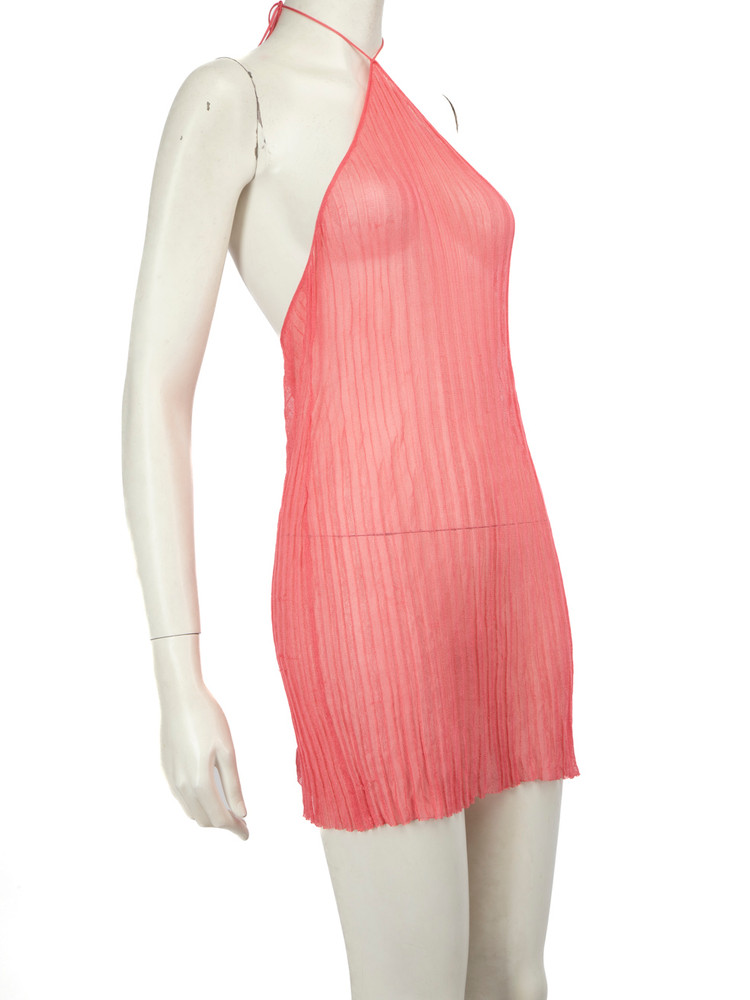 Nensi Dojaka Pink Knitted Halter Neck Dress
