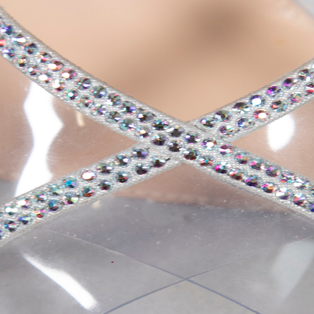 Gianvito Rossi Silver Crystelle 105 Peep-Toe Heels