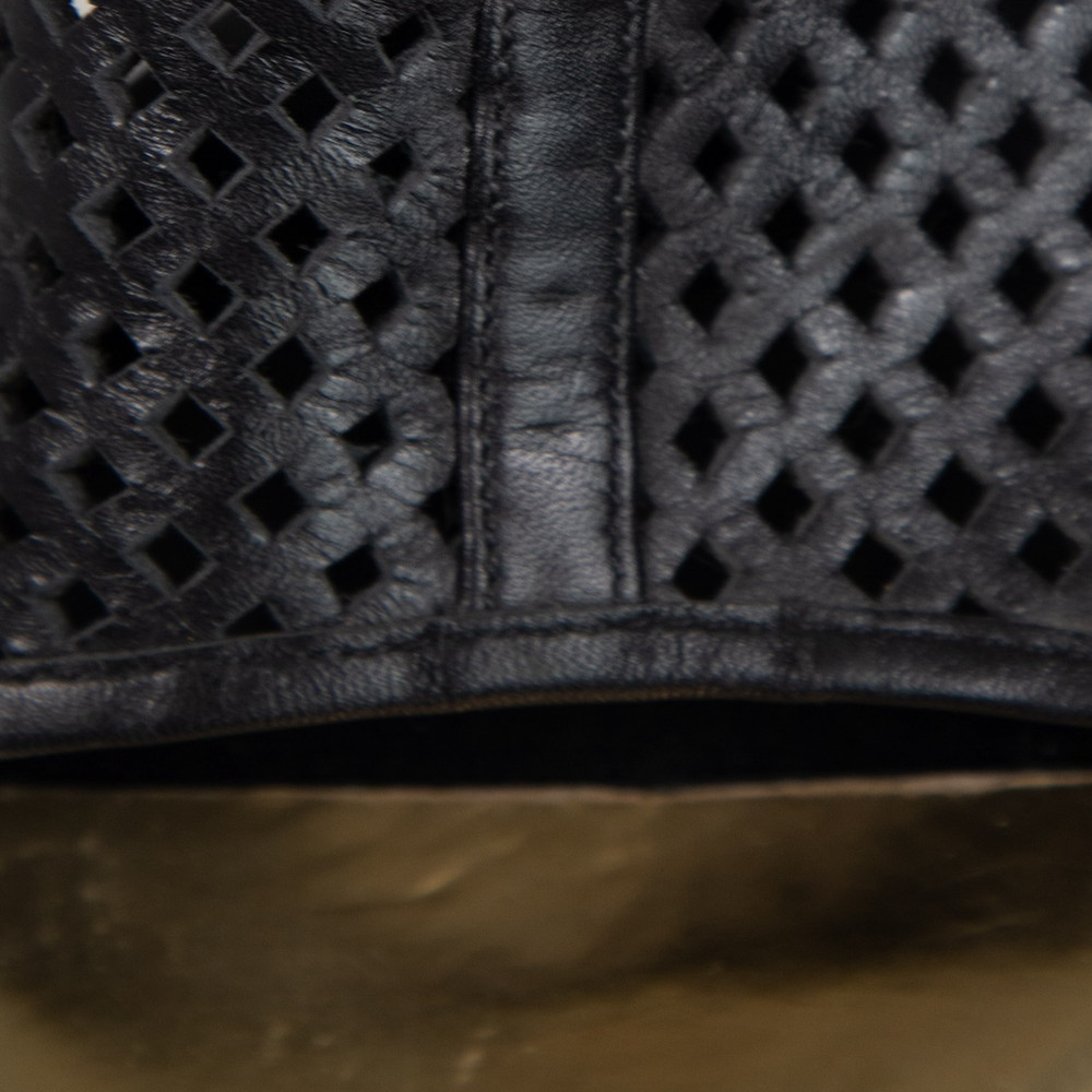 Balmain Black Leather Perforated Sandals