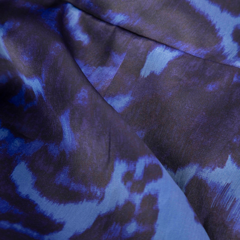 Marchesa Blue Silk Leopard Pattern Dress