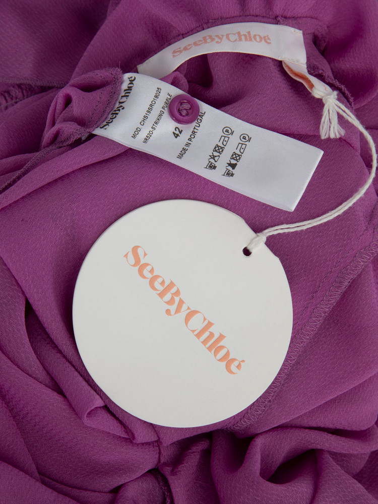 Chloé See by Chloé Purple Ruffle Knee Length Dress