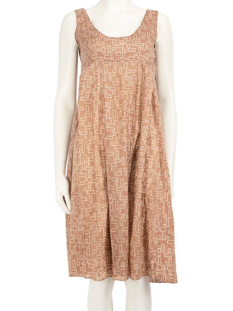 Marni Brown Abstract Sleeveless Midi Dress