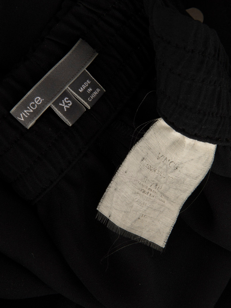 Vince Black Elasticated Tapered Trousers