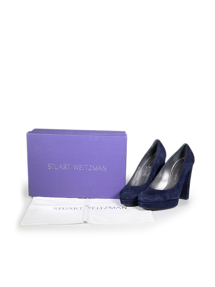 Stuart Weitzman Navy Suede Platform Pumps
