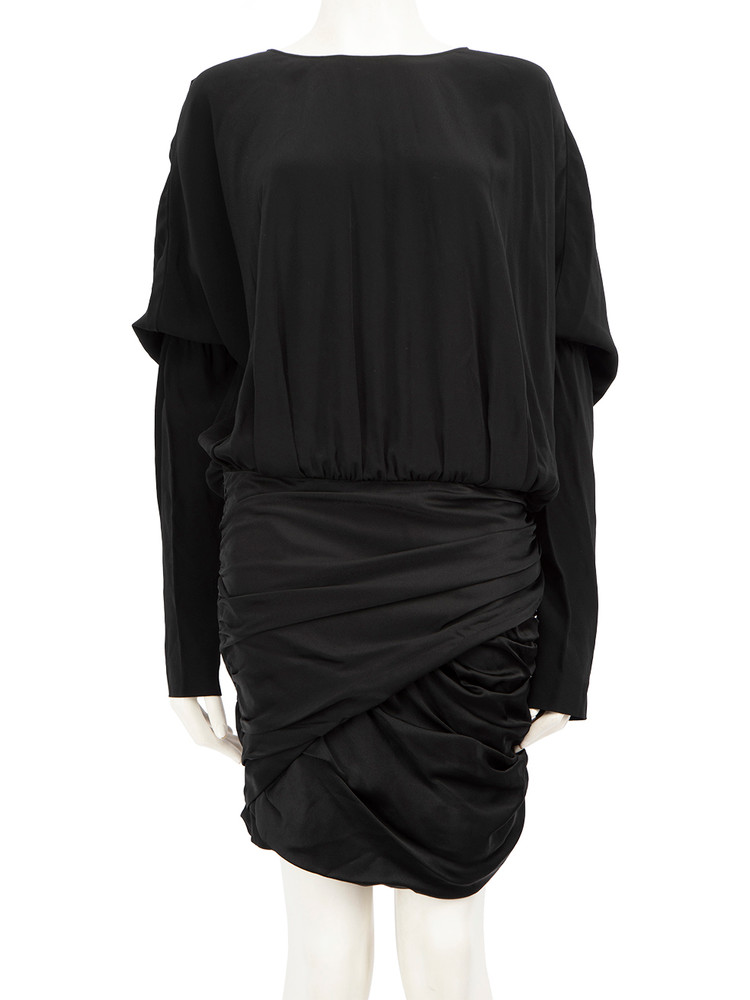 Saint Laurent Black Mini Batwing Sleeve Dress