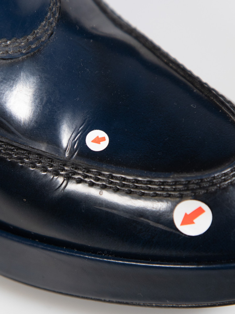 Balenciaga Navy Leather Wedge Heel Boots