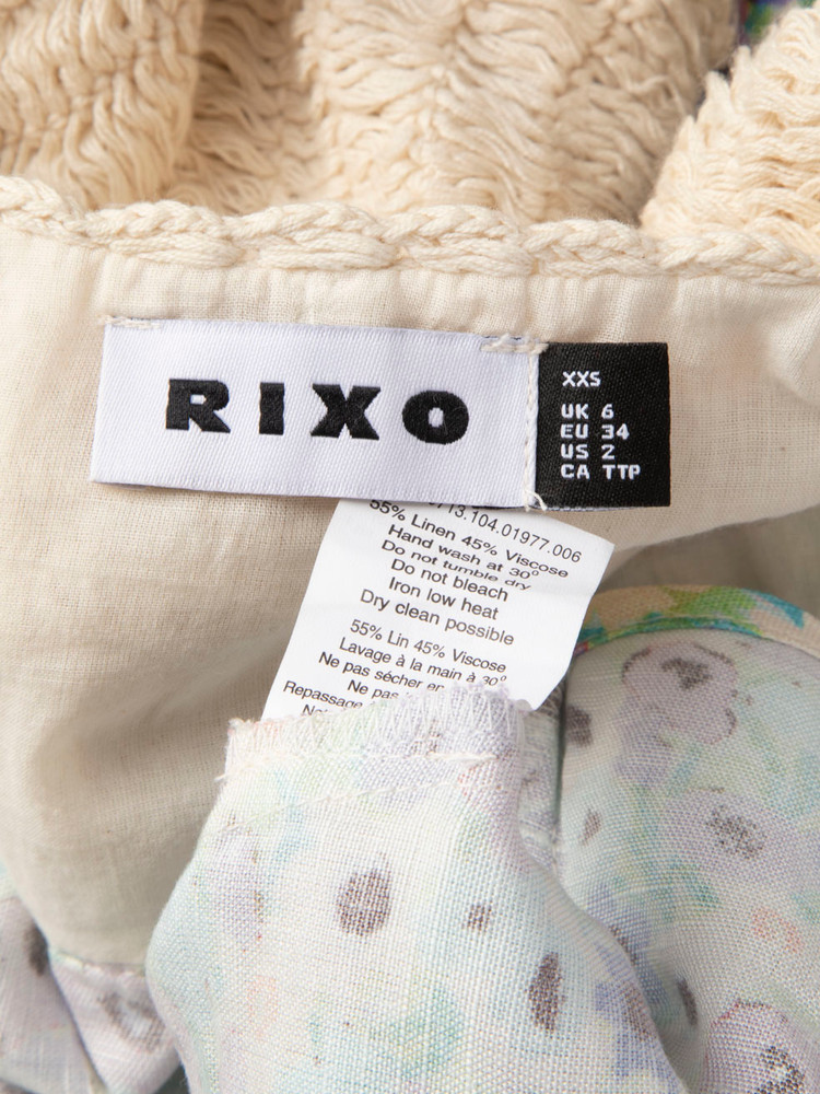 Rixo Crochet Top Floral Print Mini Dress