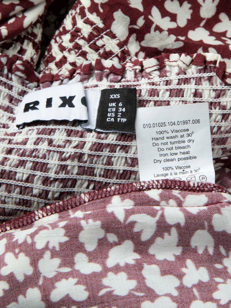 Rixo Brown & White Floral Midi Dress