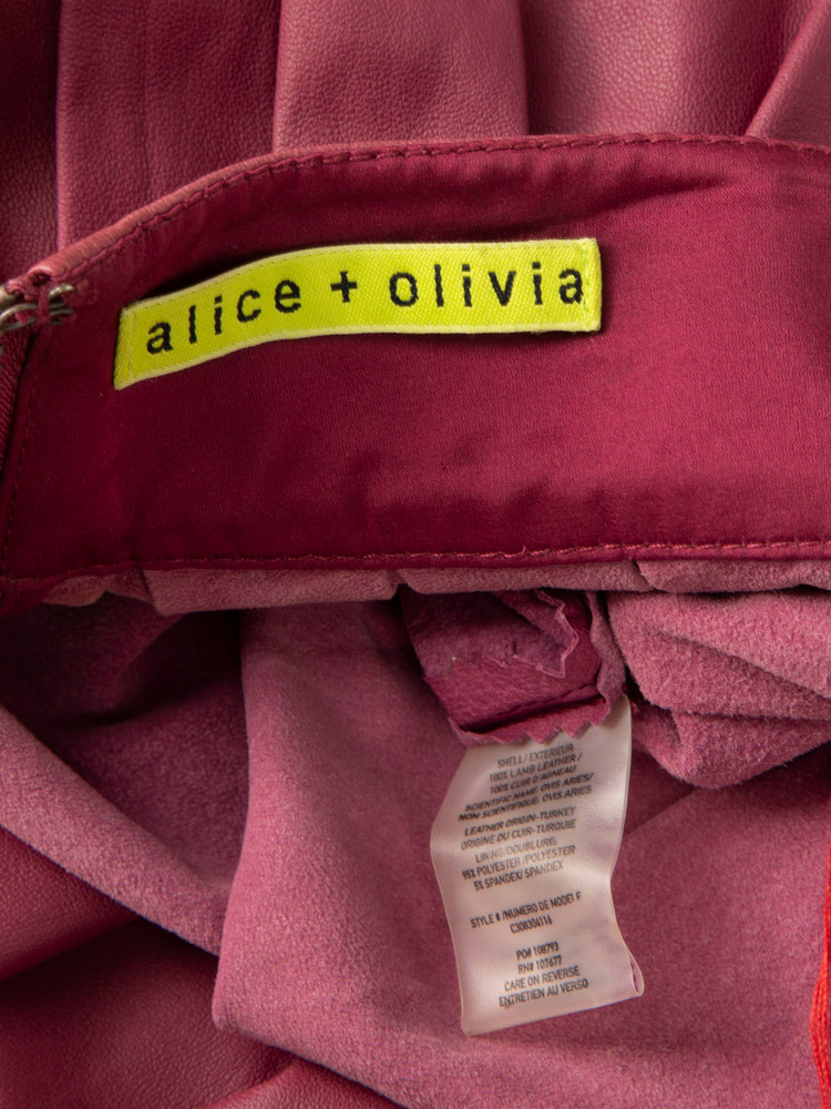Alice + Olivia Purple Leather Pleated Mini Skirt
