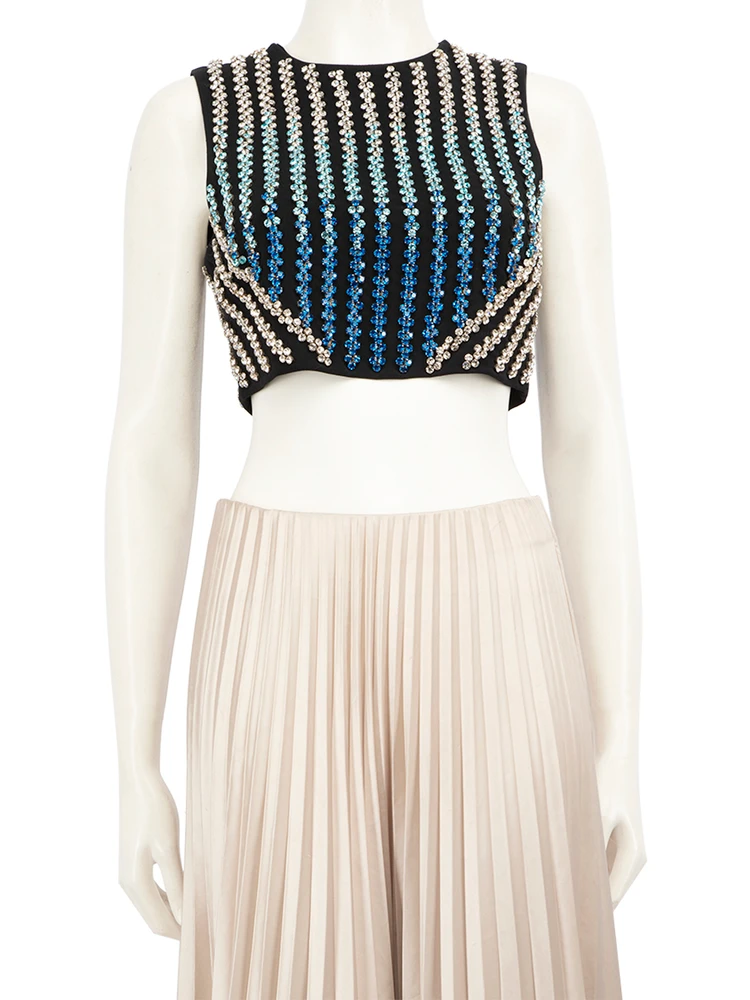 David Koma Crystal Embellished Crop Top