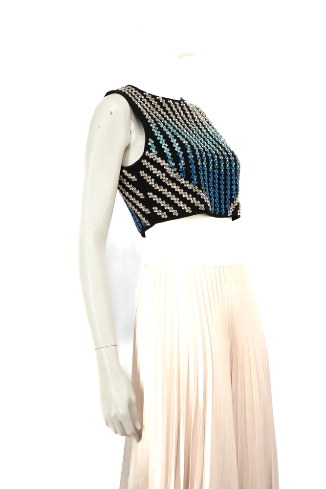 David Koma Crystal Embellished Crop Top