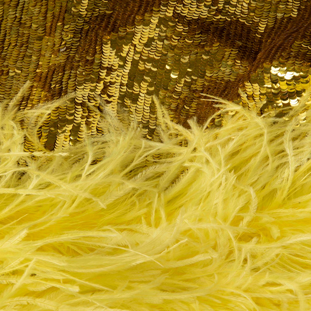Valentino Garavani Yellow Feather-Trimmed Sequinned Mini Dress