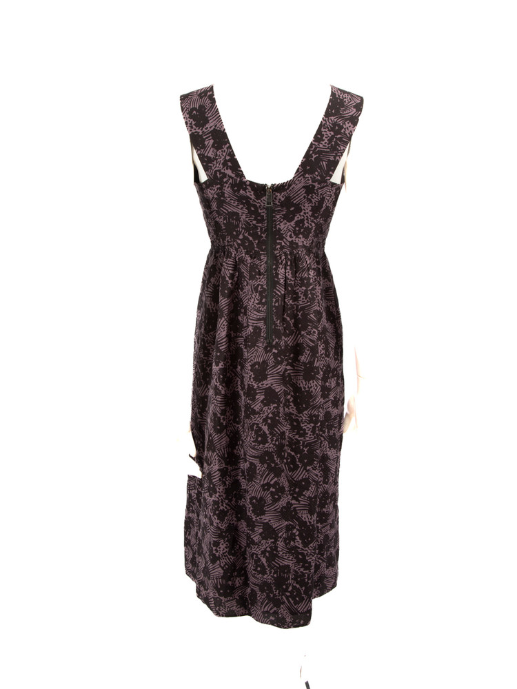 Burberry Purple V Neck Midi Dress