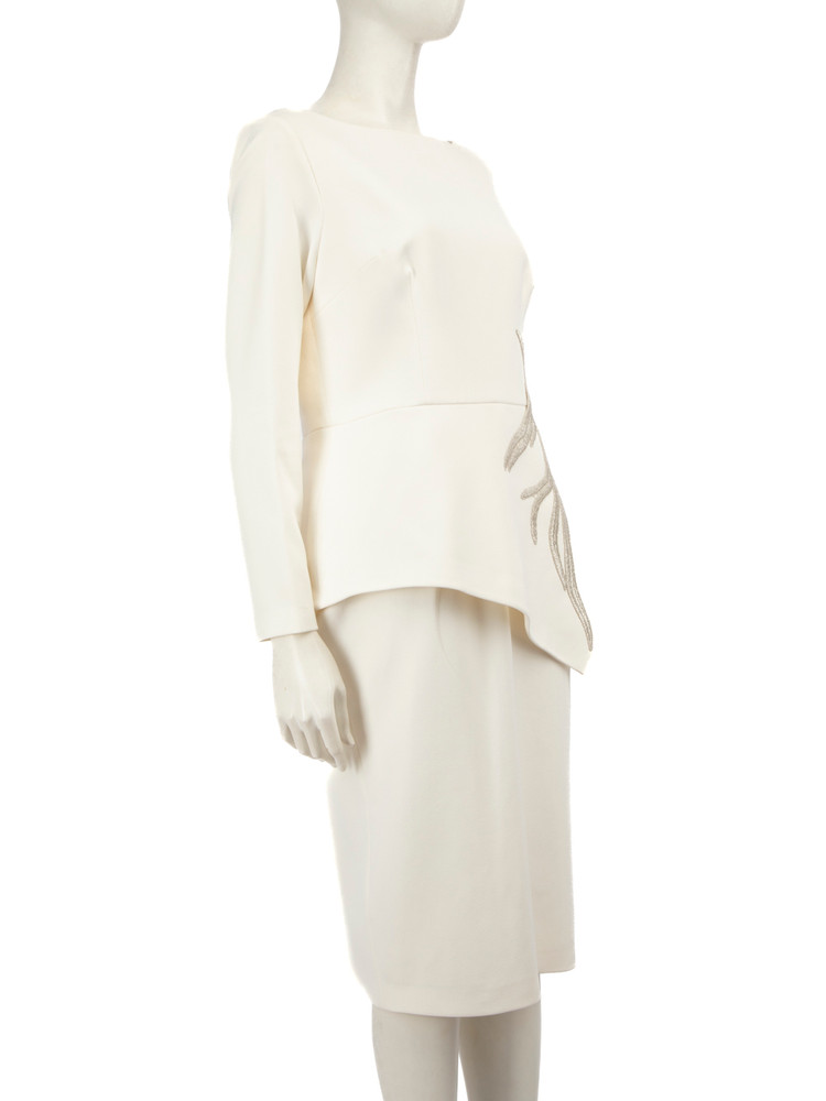 Safiyaa White Embroidered Detail Midi Dress