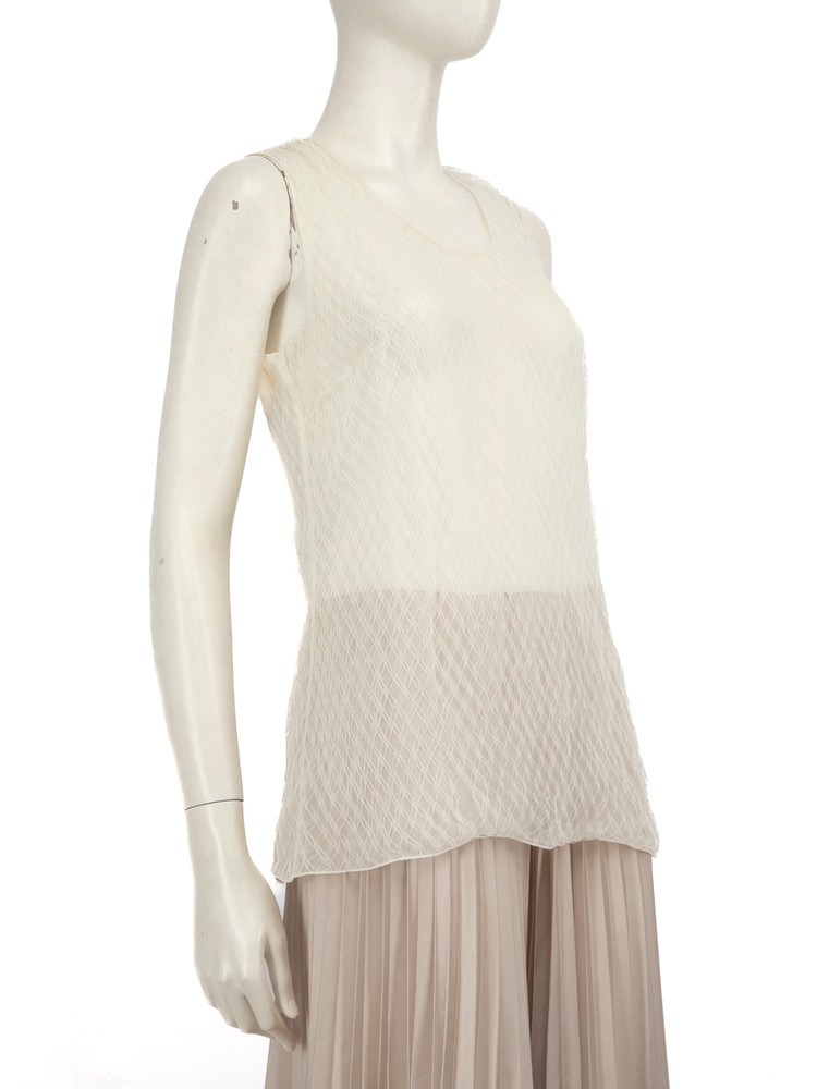 Dolce & Gabbana White Silk Sleeveless Top