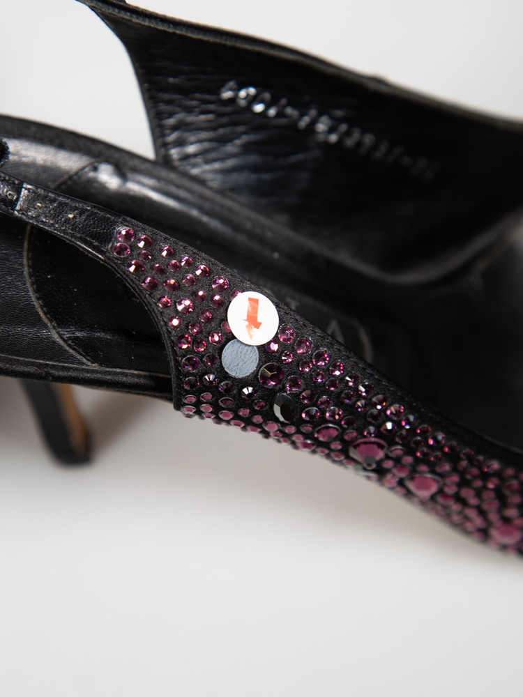 Gina Purple Crystal Embellished Slingback Sandals