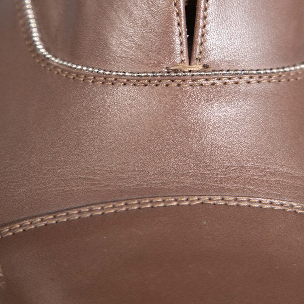 Fabiana Filippi Brown Leather Chain Detail Loafers