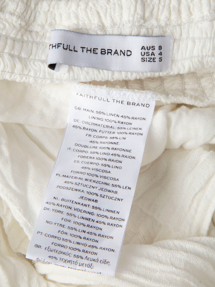 Faithfull The Brand White Linen Bow Detail Top