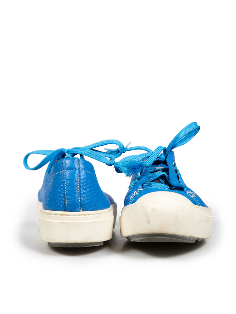 Fendi Blue Leather Domino Trainers