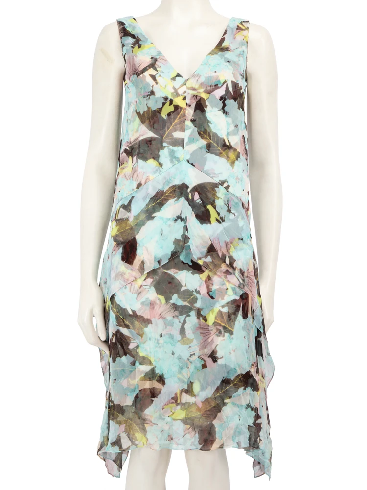 Erdem Floral Abstract Print Knee Length Dress
