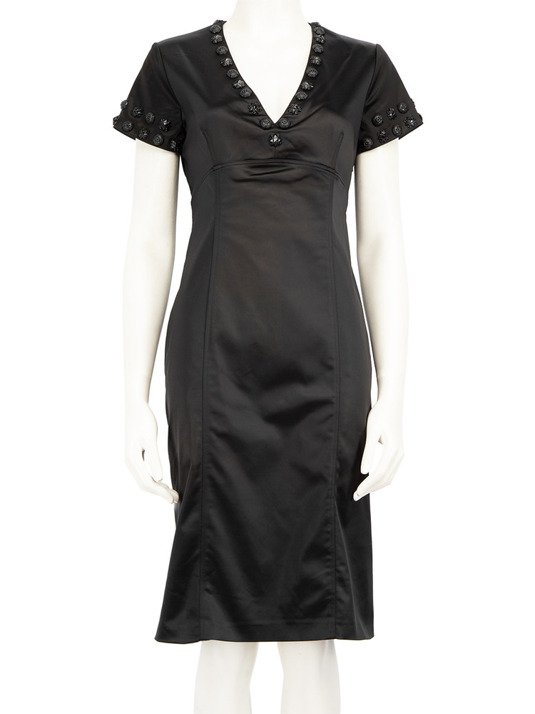 Burberry Black Embellished Detail Midi Dress