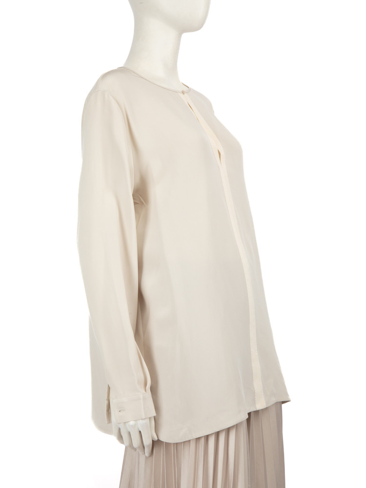 Loro Piana Cream Long Sleeve Silk Blouse