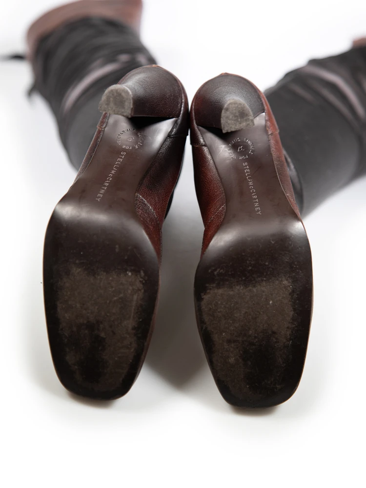 Stella McCartney Brown Square Toe High Heel Boots