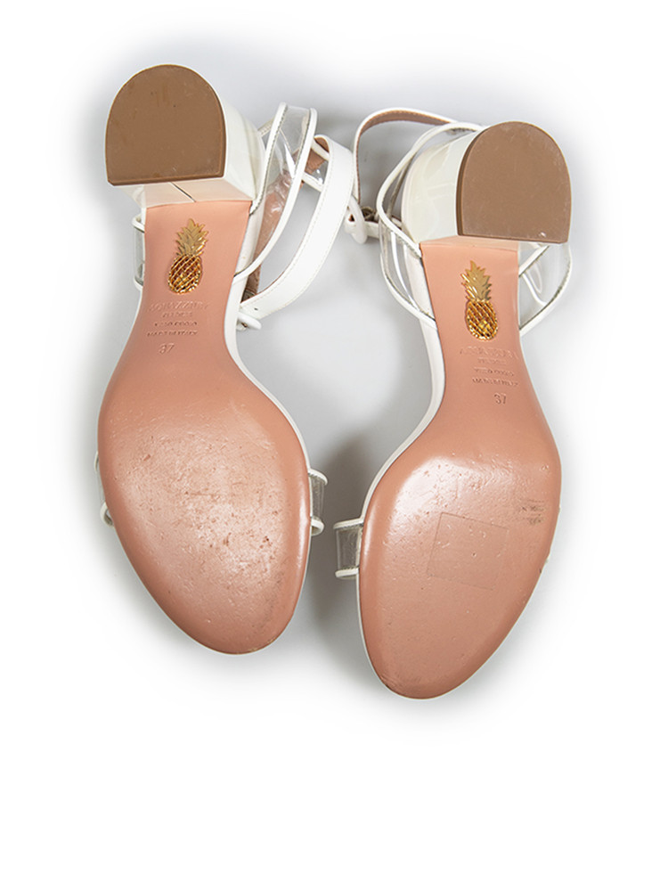 Aquazzura White Patent Open Toe Sandals