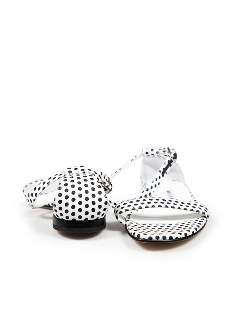 Manolo Blahnik Polka Dot Ankle Strap Flat Sandals