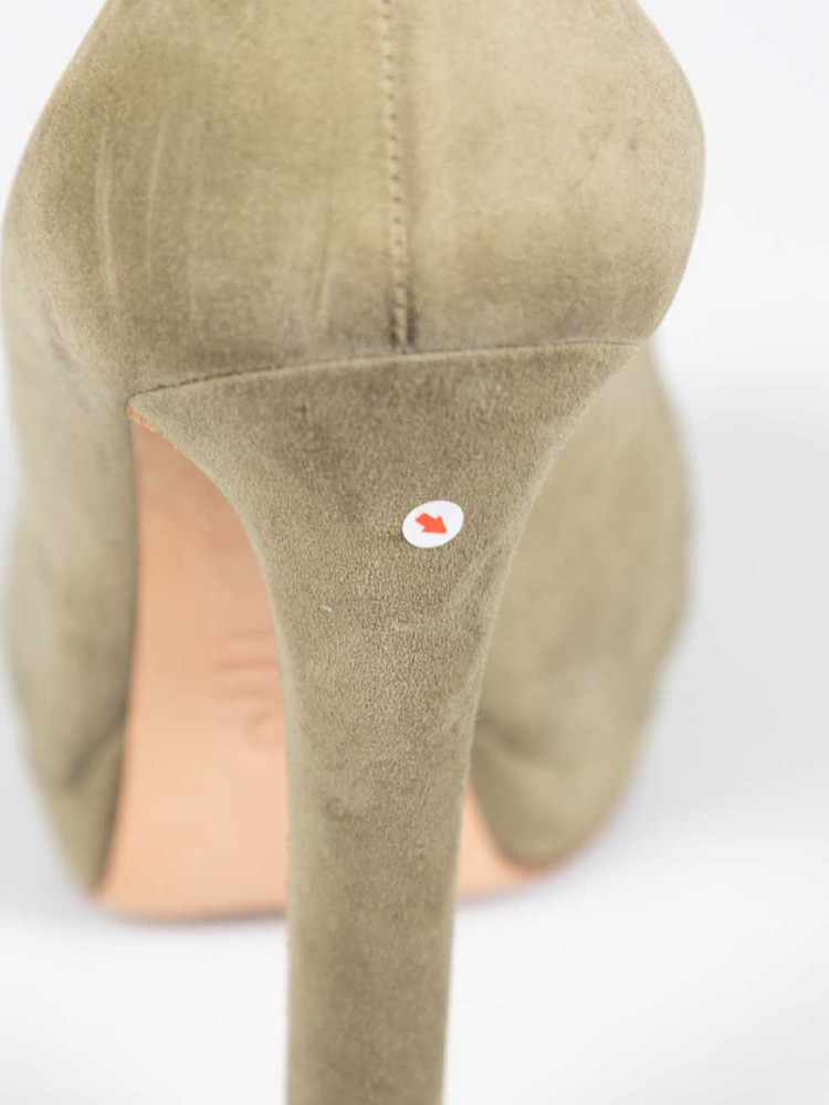 Alexander McQueen Olive Suede Embellished Skull Heels