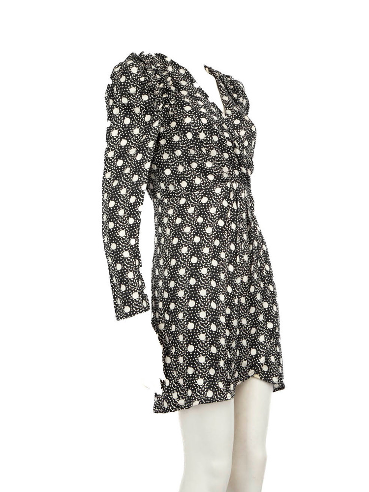 Sandro Black Polkadot Ruffle Trim Dress
