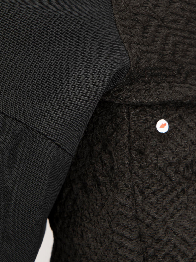 Maje Black Faux Leather Trim Long Sleeve Dress