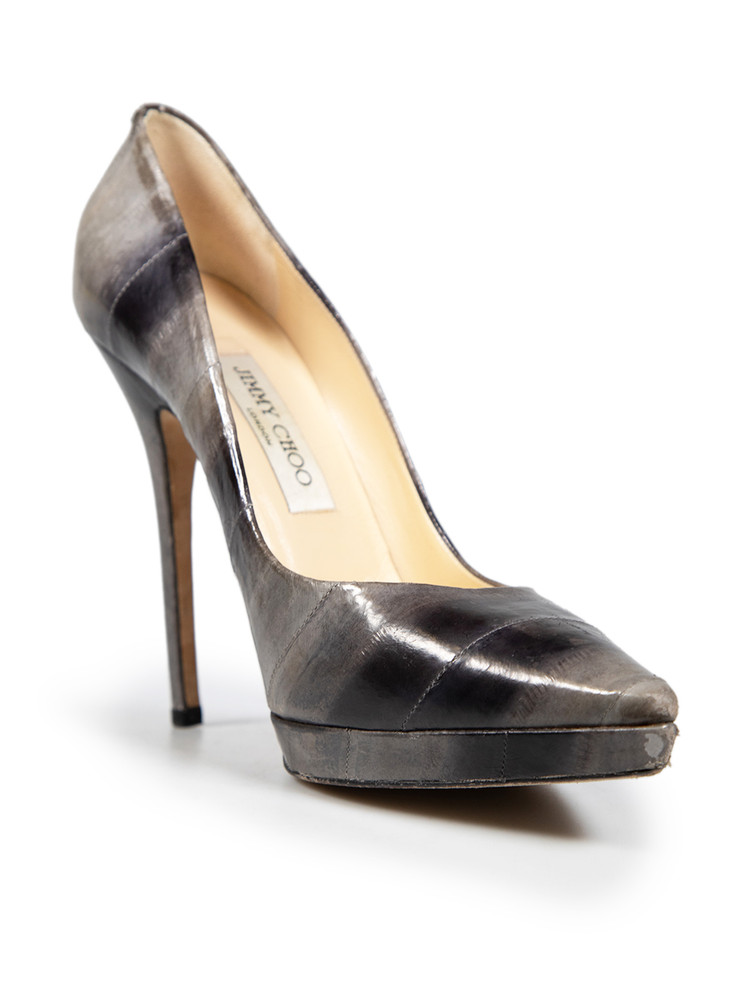 Jimmy Choo Grey Eel Skin Pumps