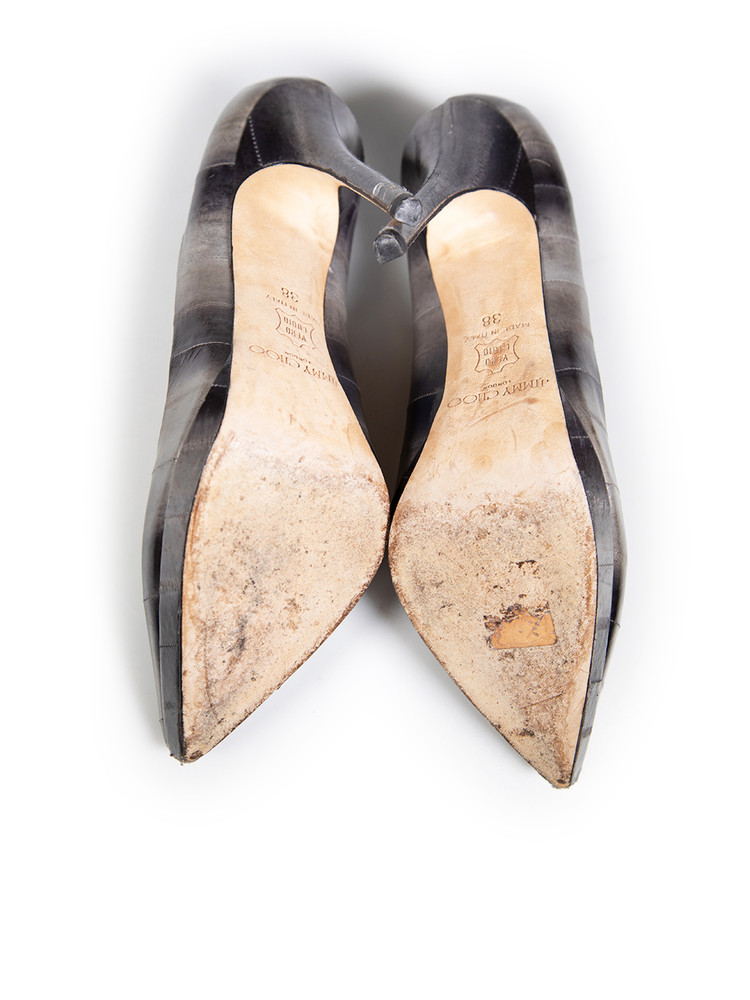 Jimmy Choo Grey Eel Skin Pumps