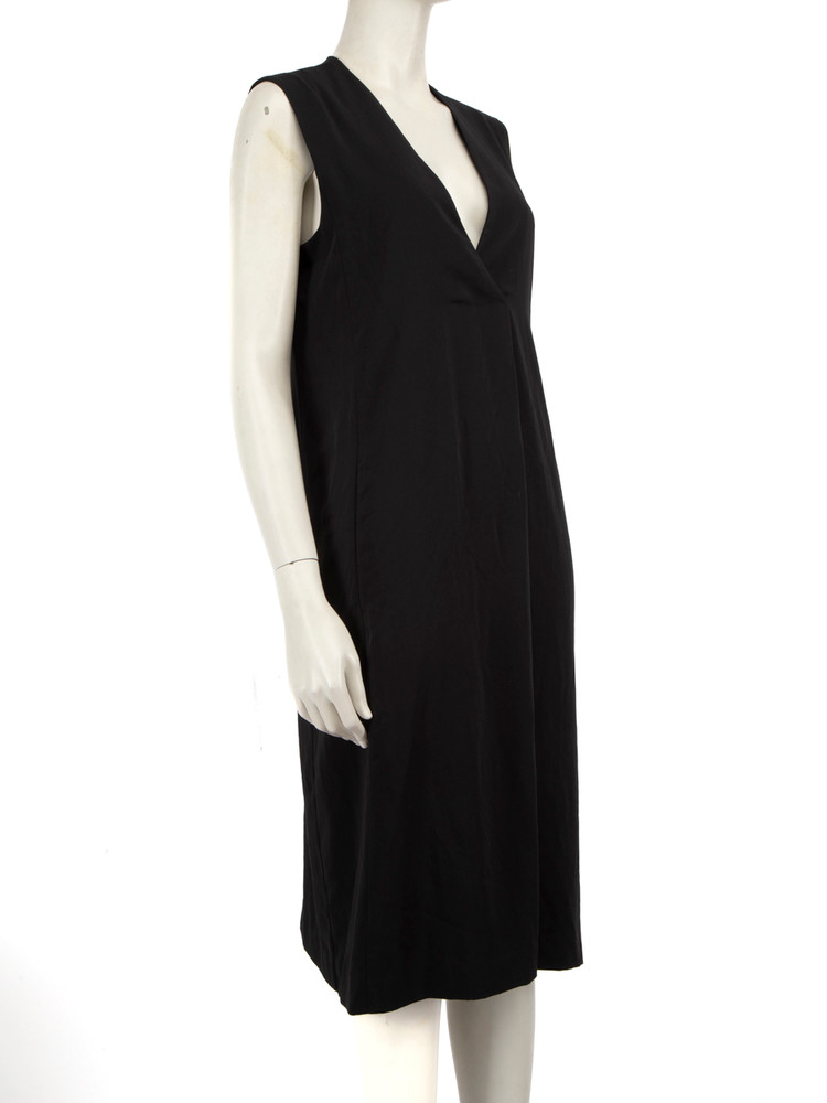 Vince Black V Neck Midi Dress