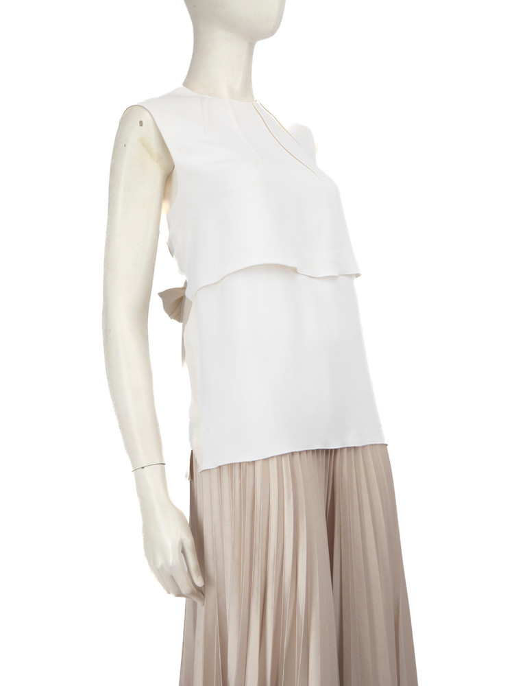 Miu Miu White Sleeveless Bow Detail Blouse