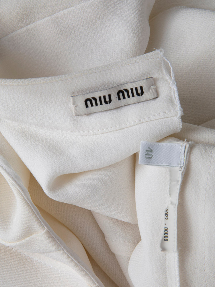 Miu Miu White Sleeveless Bow Detail Blouse